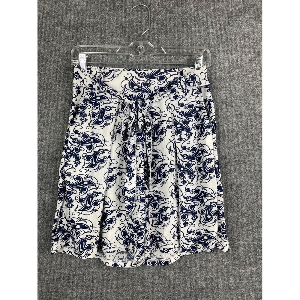 Paisley‎ Shorts Womens L/XL Navy White Excellent Tie Waist Pockets